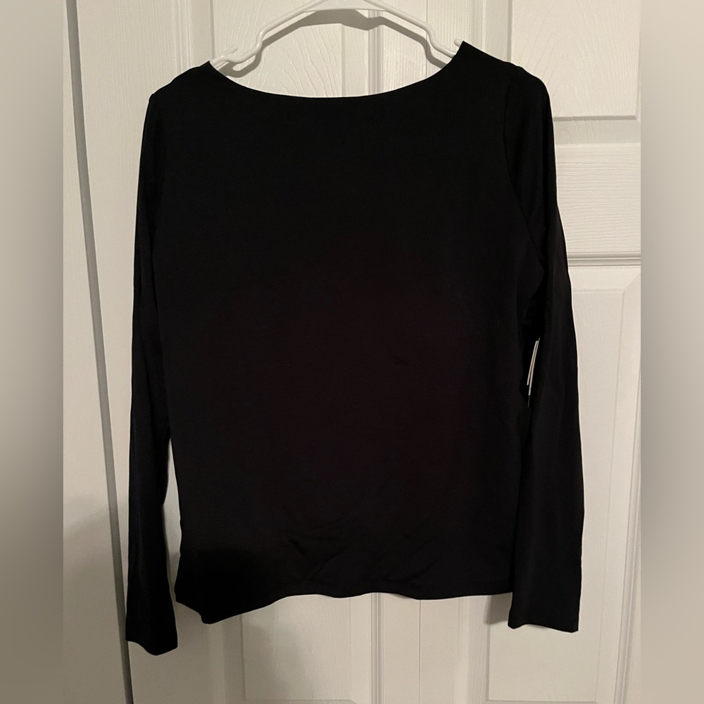 Abercrombie & Fitch Black Bra-Free Cowl-Back Hardware Long Sleeve Top